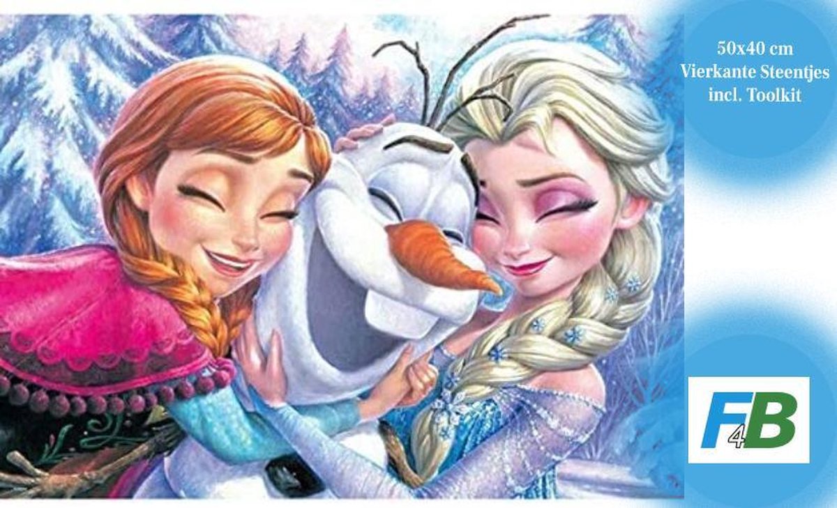 F4B Diamond Painting Frozen 40x50cm | Vierkant | Disney | Elsa | Anna | Olaf | Sneeuw | Kinderen | Pakket Volwassenen en Kinderen